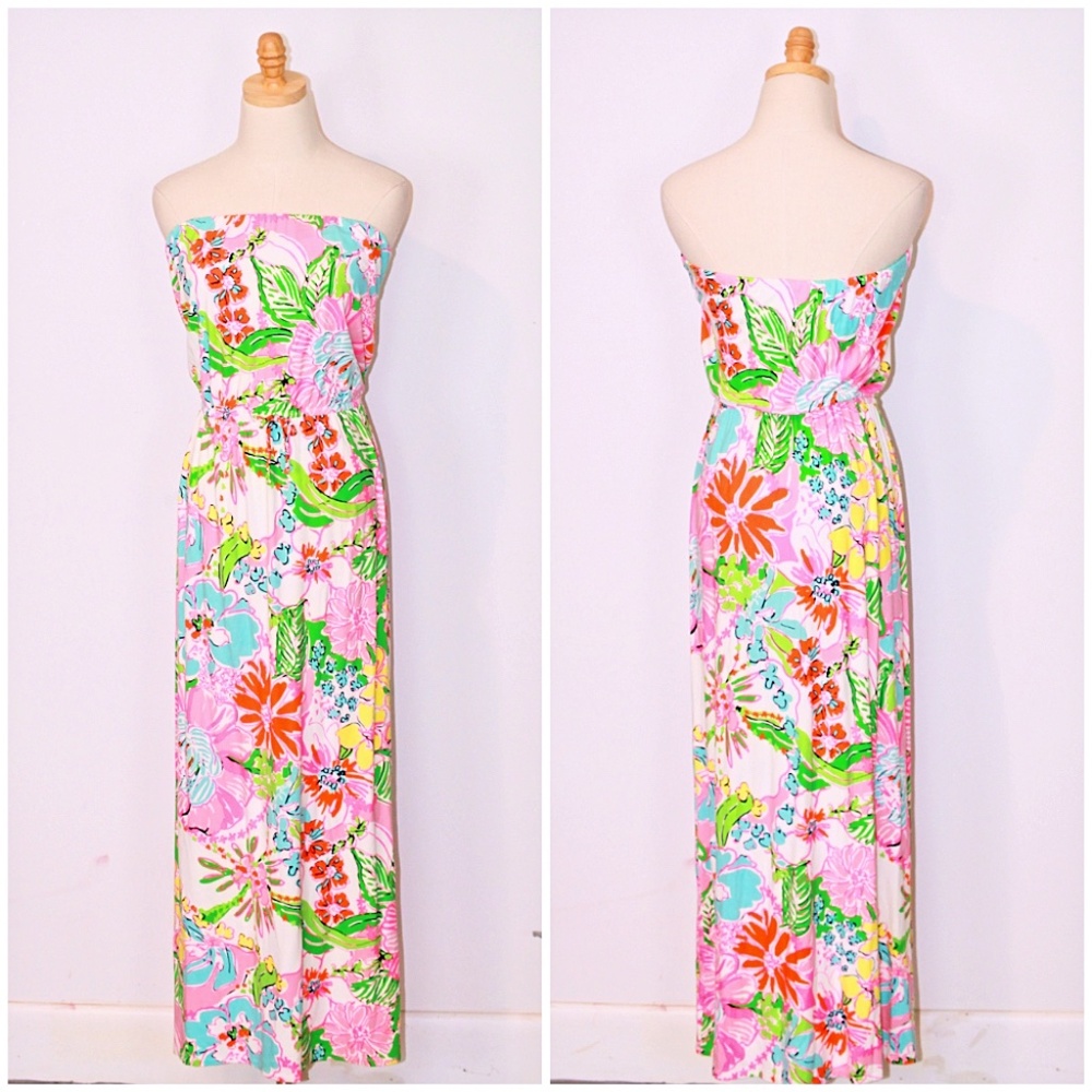 Lilly Pulitzer Target Nosey Posey Strapless Maxi Dress Size (S)